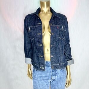 Levi’s Women’s Original Trucker Denim Jacket – Dark Indigo Wash – Size Medium